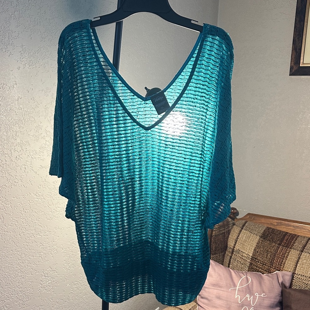 Vanity Turquoise V-Neck Swim Cover-Up